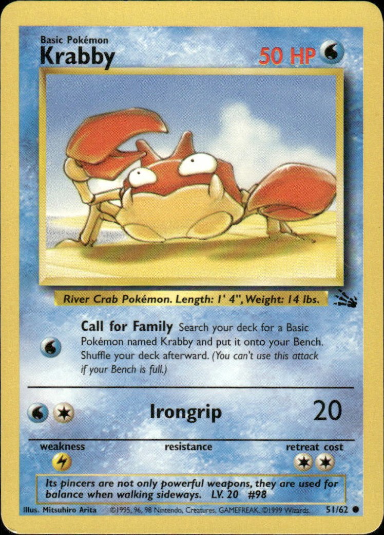 Krabby Fossil 51/62 Pokémon Comune Illimitato - MP Inglese