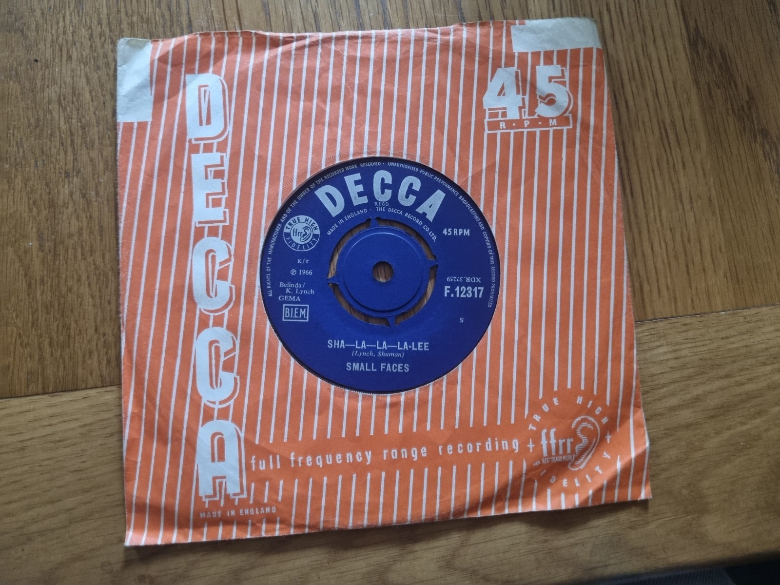 Small Faces – Sha-La-La-La-Lee 1968 7” Decca – F.12317 Pop Rock Mod