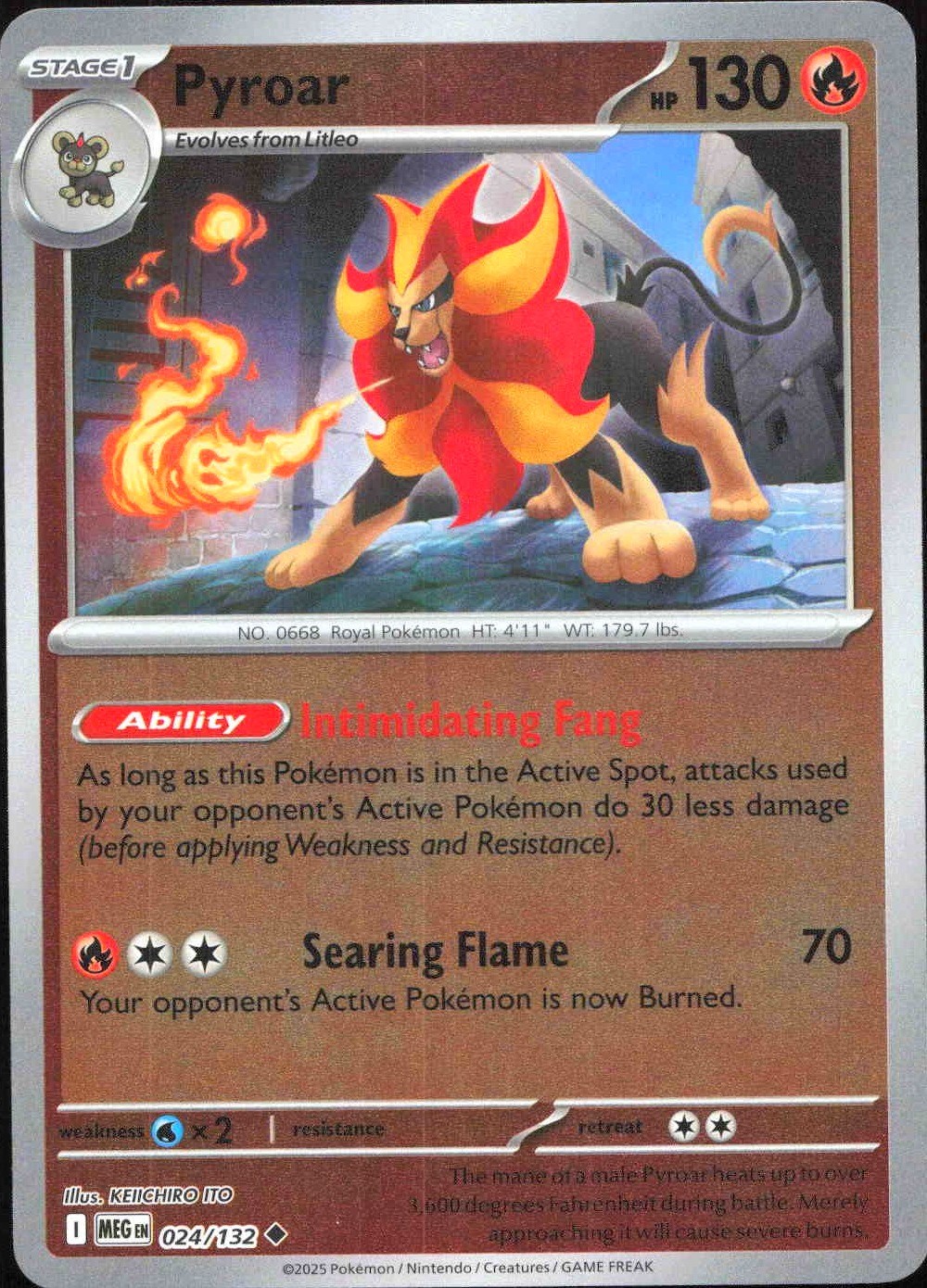 Pyroar Reverse Holofoil 24/132 Mega Evoluzione 2025 NM Pokémon