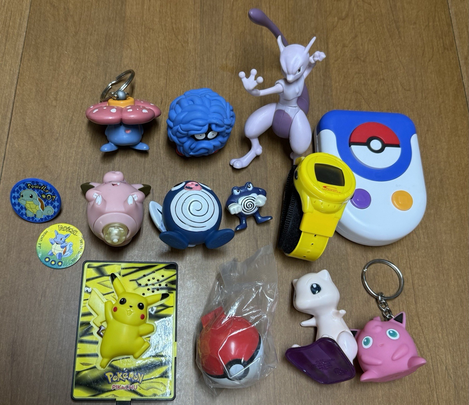 Lotto misto figurine Pokemon vintage portachiavi orologio gioco Jigglypuff Mewtwo Pikachu