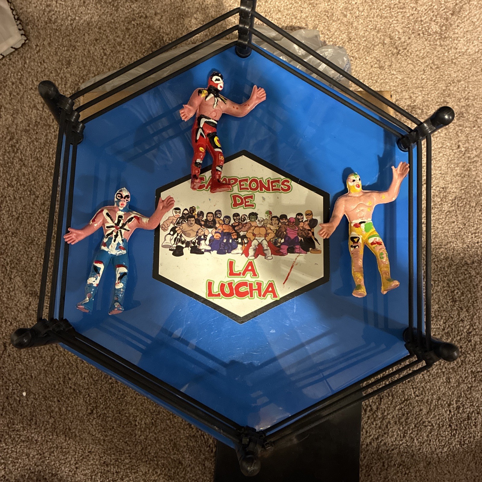 Vintage Mexican Lucha Libre Wrestling Ring Toy Set Heroes De La Lucha
