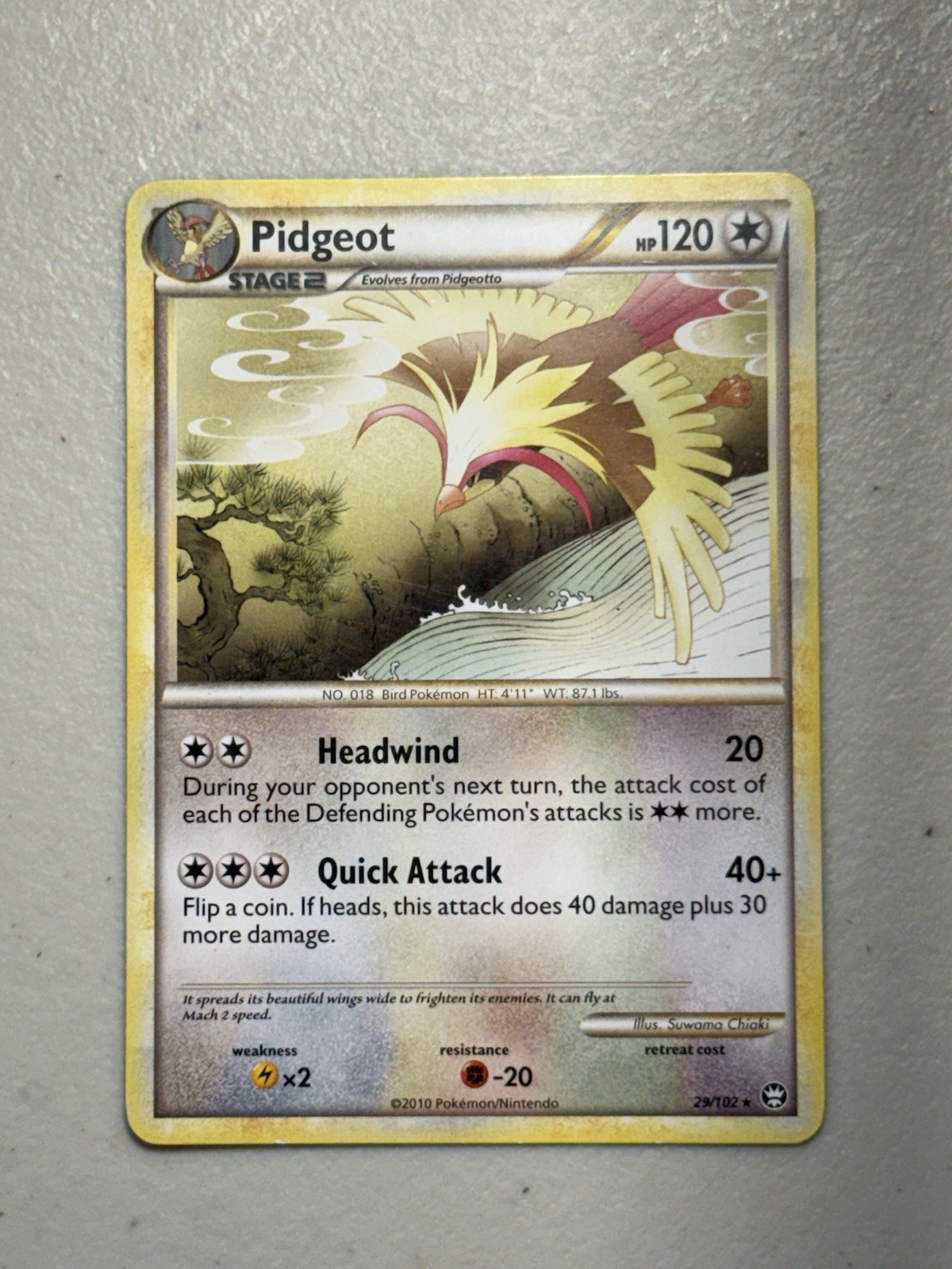 Carta Pokémon Pidgeot TCG Trionfante 29/102 Regolare Rara 2010