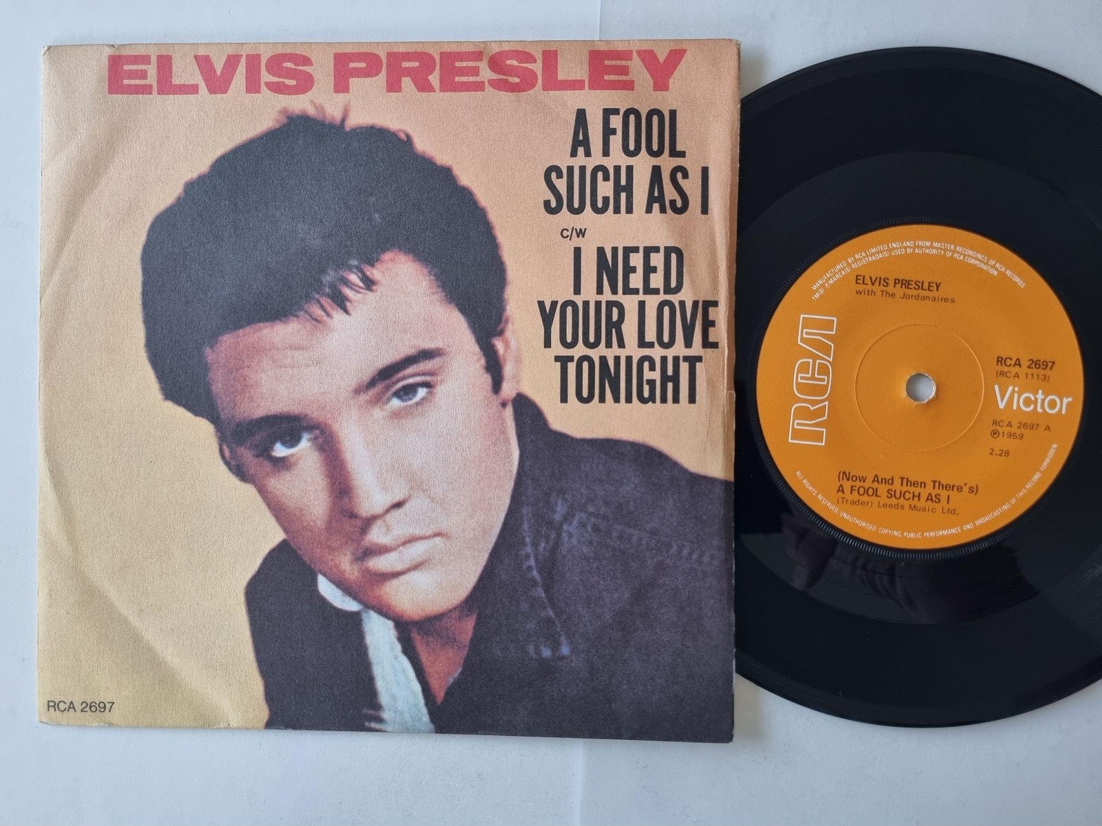 Elvis Presley - A Fool Such As I / I Need Your Love Tonight 7'' Vinyl UK