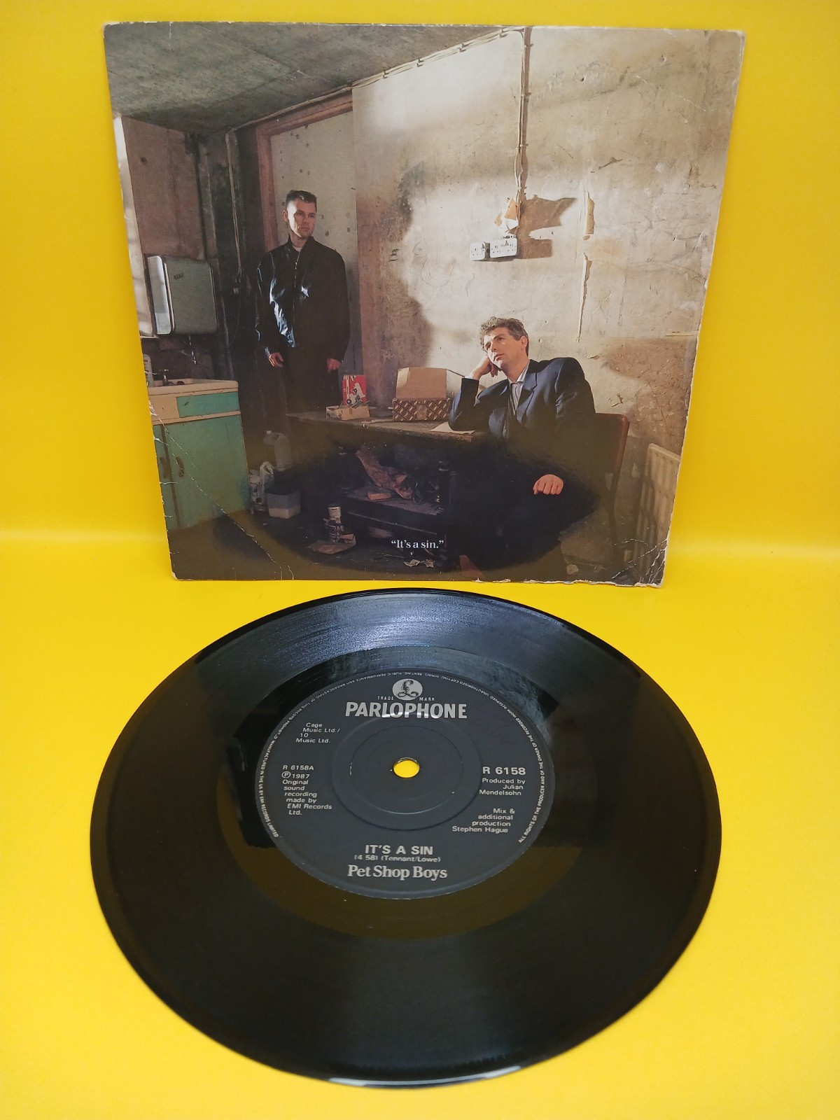 Pet Shop Boys It's A Sin 7" Vinyl Single Record 1987 Parlophone EMI Records