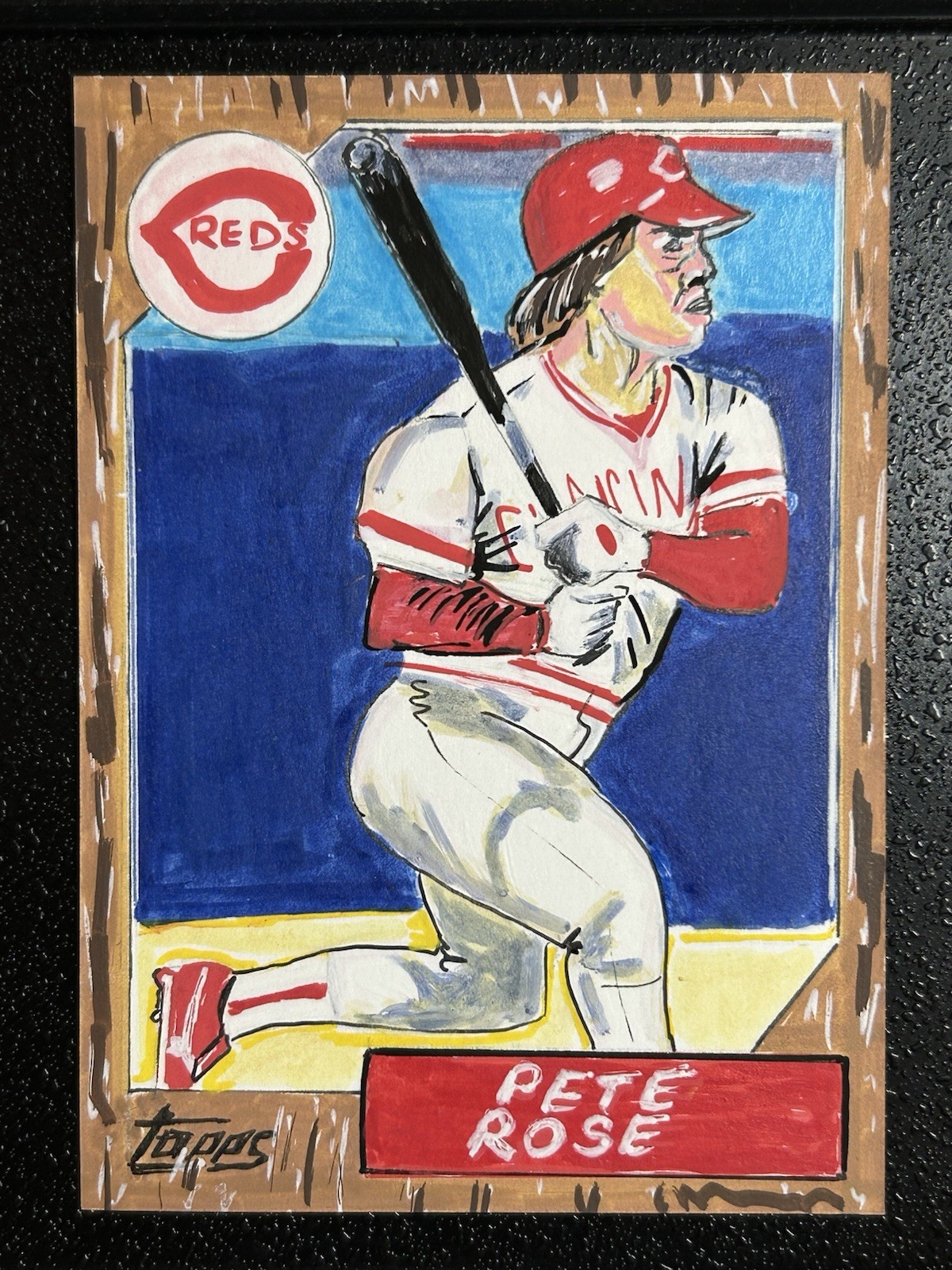 ACEO Sketch Trading Card 1/1 Topps 1987 Pete Rose Cin. Reds Hand-drawn OOAK Art