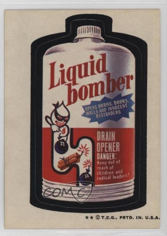 Topps Wacky Packages 1973 Serie 4 Bomber Liquido 1iy8
