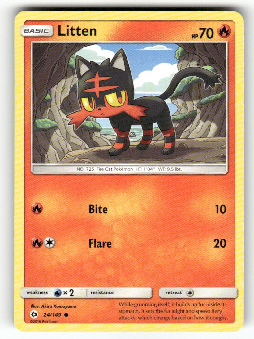 Litten 24/149 Set Base SM Comune Pokemon Giocato Leggermente