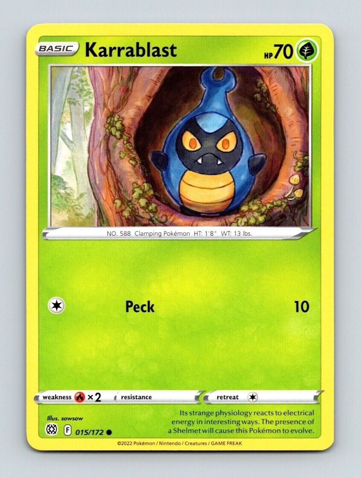 Karrablast 015/172 Regolare Comune Stelle Brillanti Pokemon Trading Card TCG PF