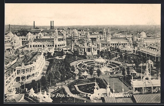 Cartolina Londra, Coronation Exhibition 1911, vista da Flip Flap