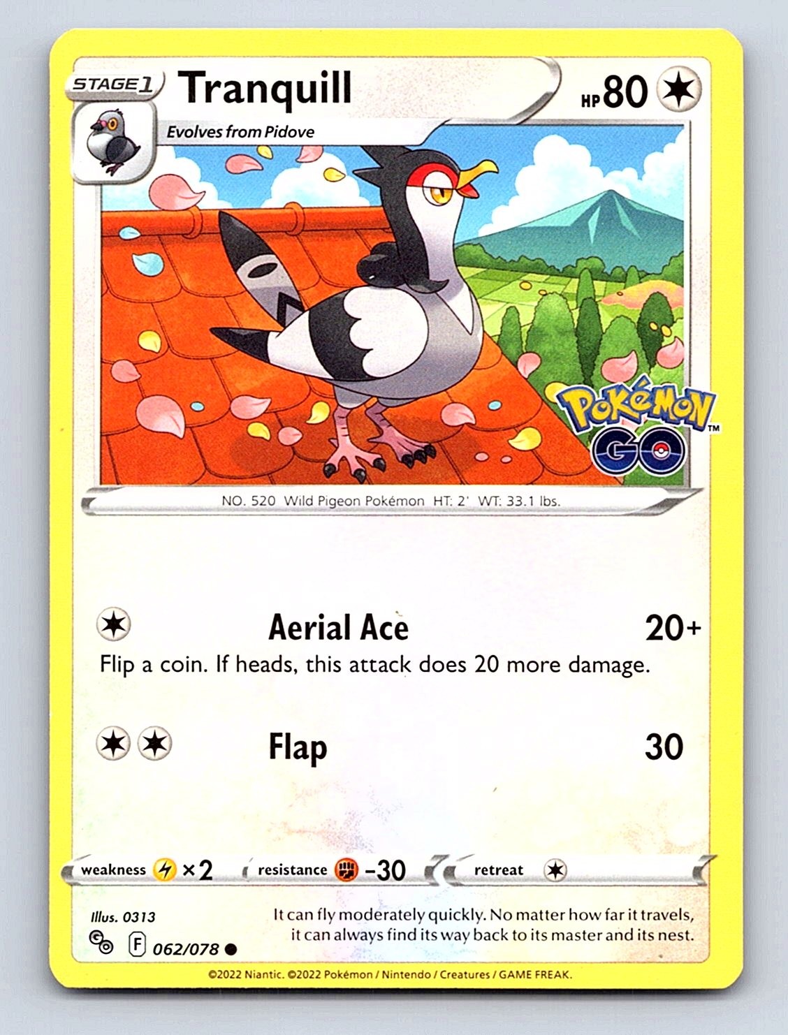Tranquill 062/078 Pokemon comune GO Pokemon quasi come nuovo