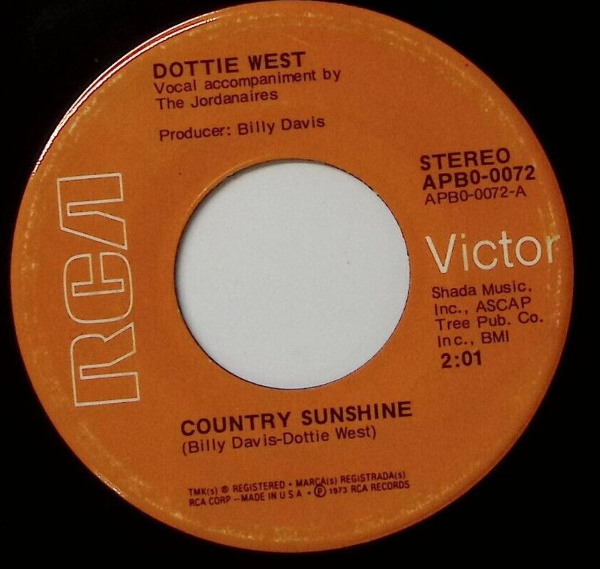 DOTTIE WEST WISH I DIDN'T LOVE YOU ANYMORE/COUNTRY SUNSHINE VINYL 45 55-43