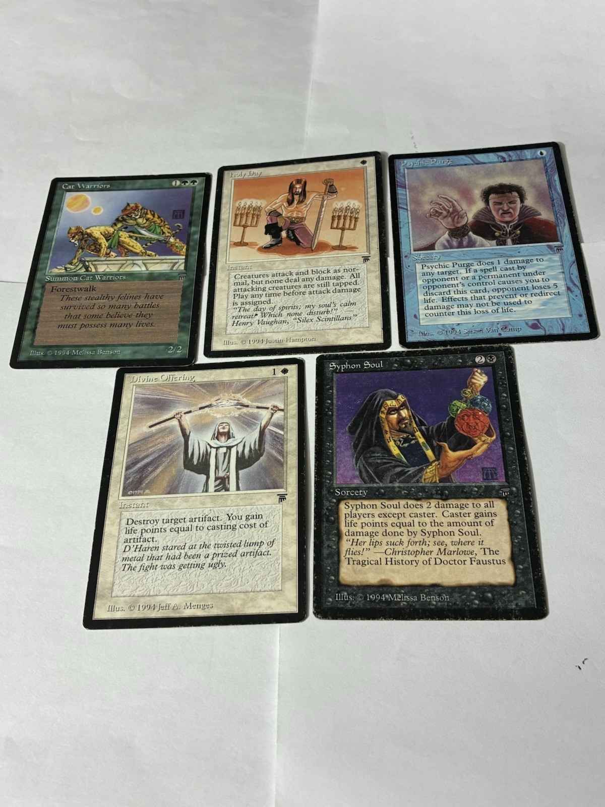 MTG 1995 Magic The Gathering Vintage Legends Lot Of 5 Cards Lightly Played M163
