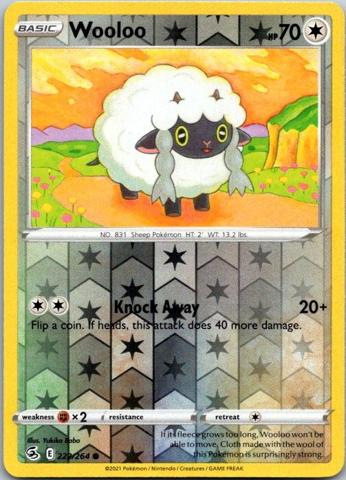Wooloo 222/264 Common Fusion Strike Pokemon Reverse Holo Near Mint