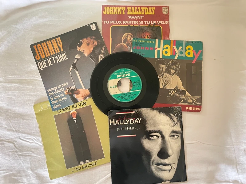 Lot de 5 vinyles 45T 7" - Johnny Hallyday