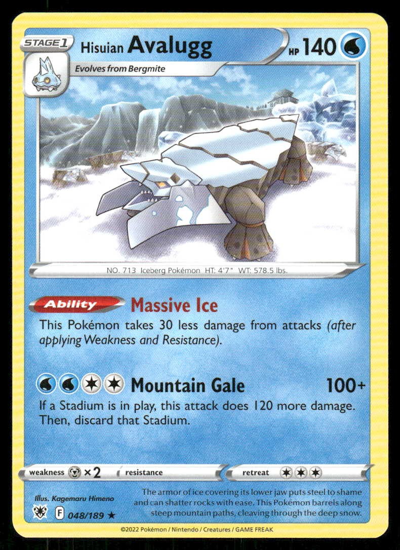 Pokemon Hisuian Avalugg Radianza Astrale 048/189 R quasi nuovo/m
