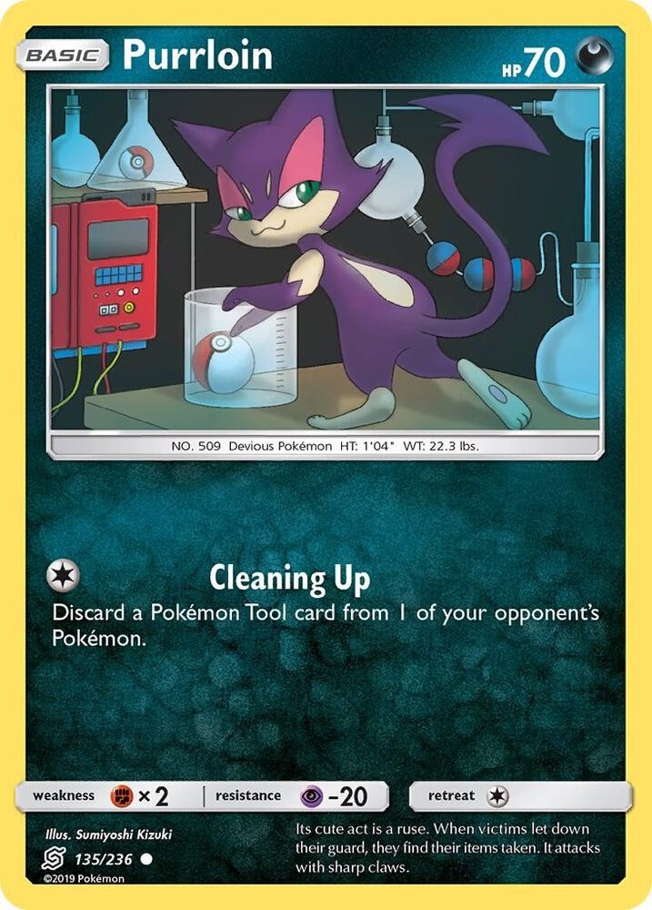 Purrloin #135/236 Sm - Unified Minds Common Pokemon TCG LP