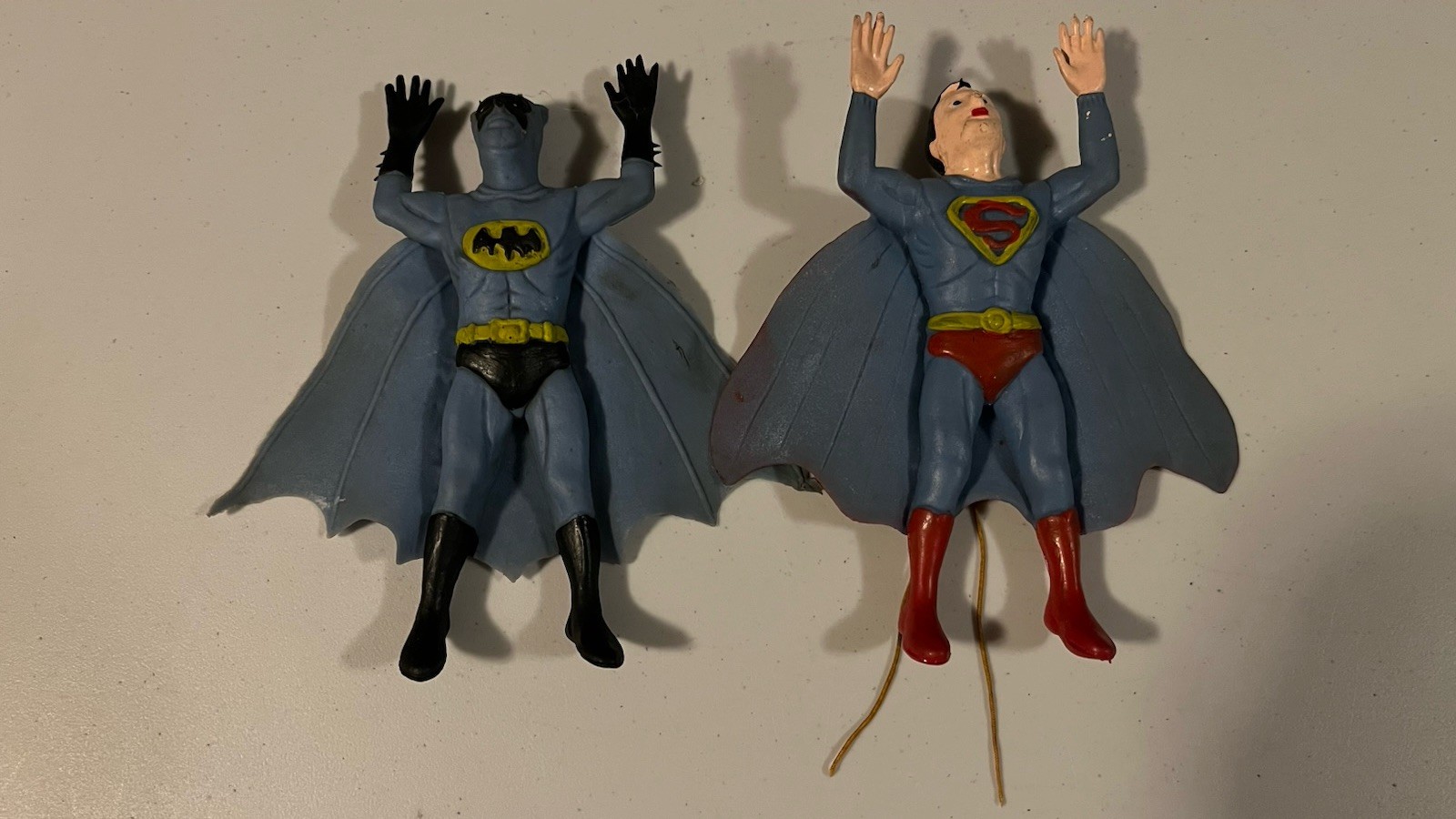 Superman and Batman Ben Cooper Jigglers vintage 1973 DC Super Heroes 