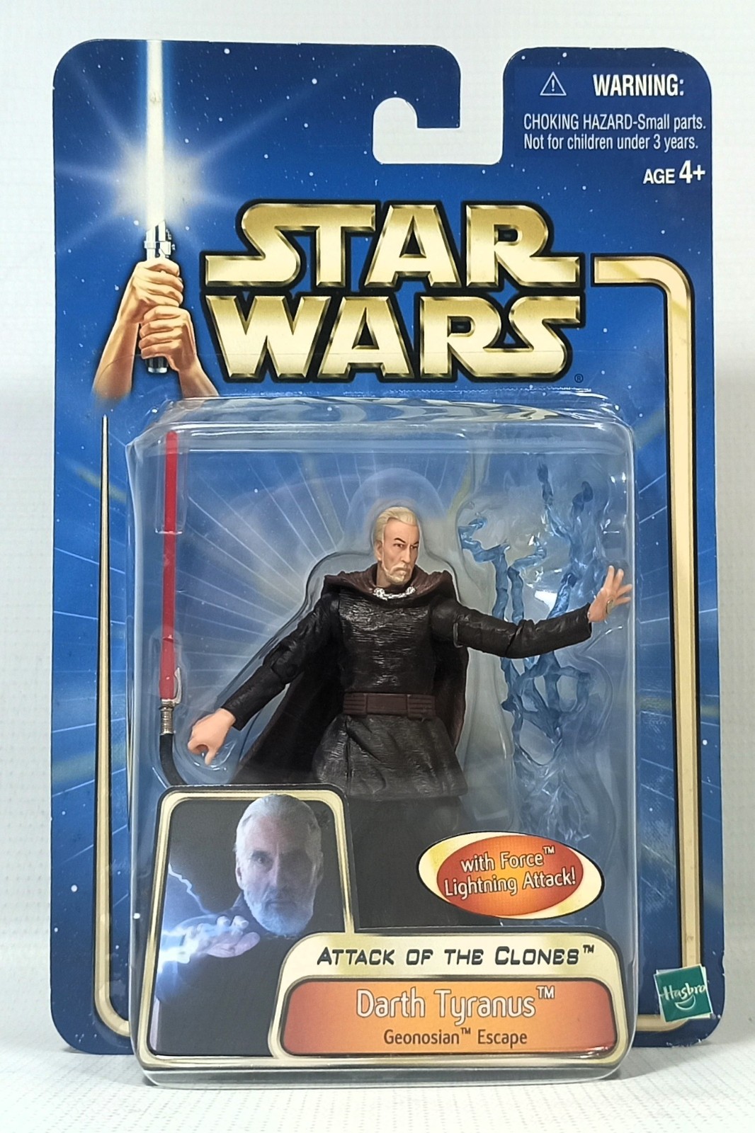 HASBRO 2002 STAR WARS ATTACCO DEI CLONI DARTH TYRANUS 4'' ACTION FIGURE MOSC