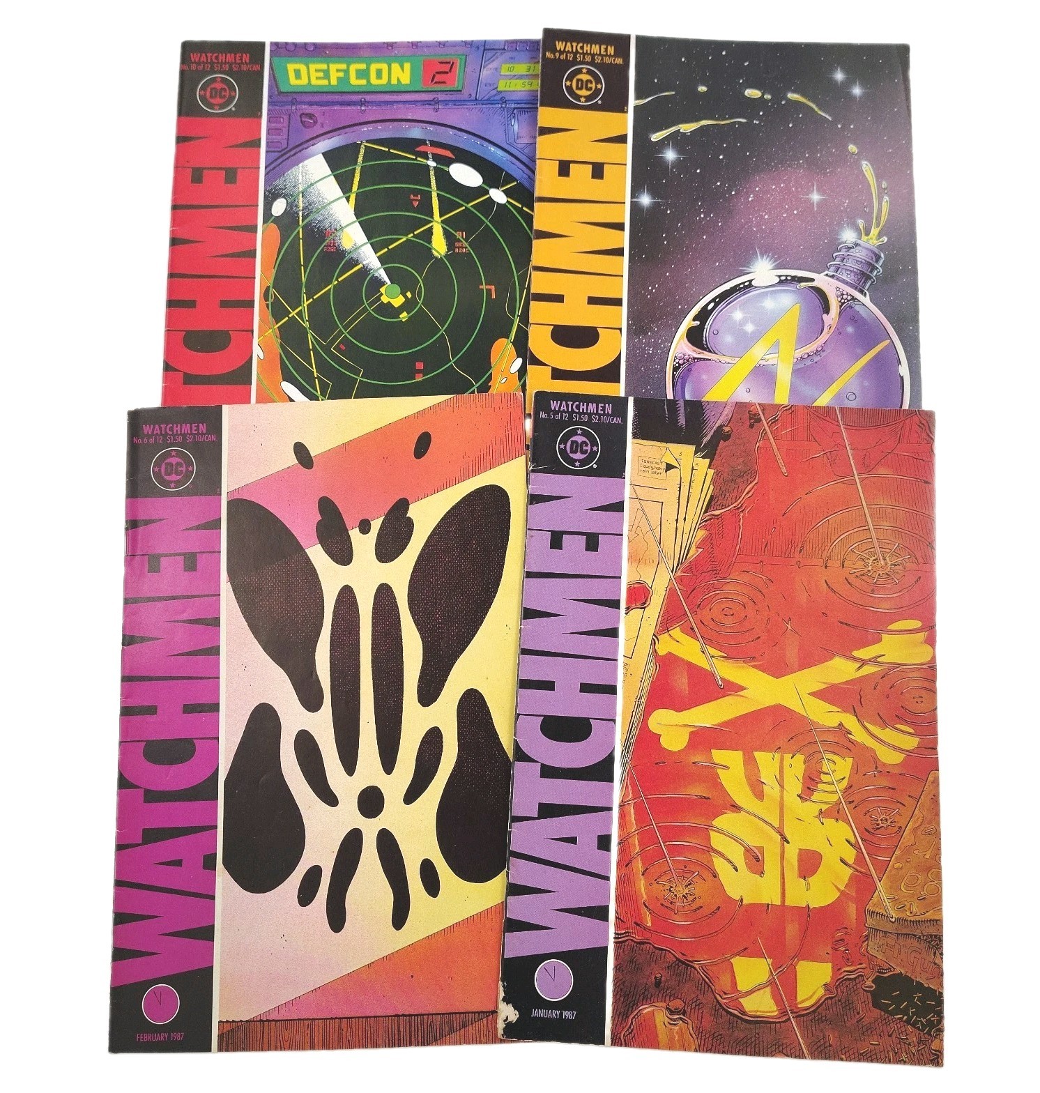 Lotto di 4 Watchmen #5, 6, 9, 10 F-F/VF DC Comics 1987 Key Alan Moore, Gibbons