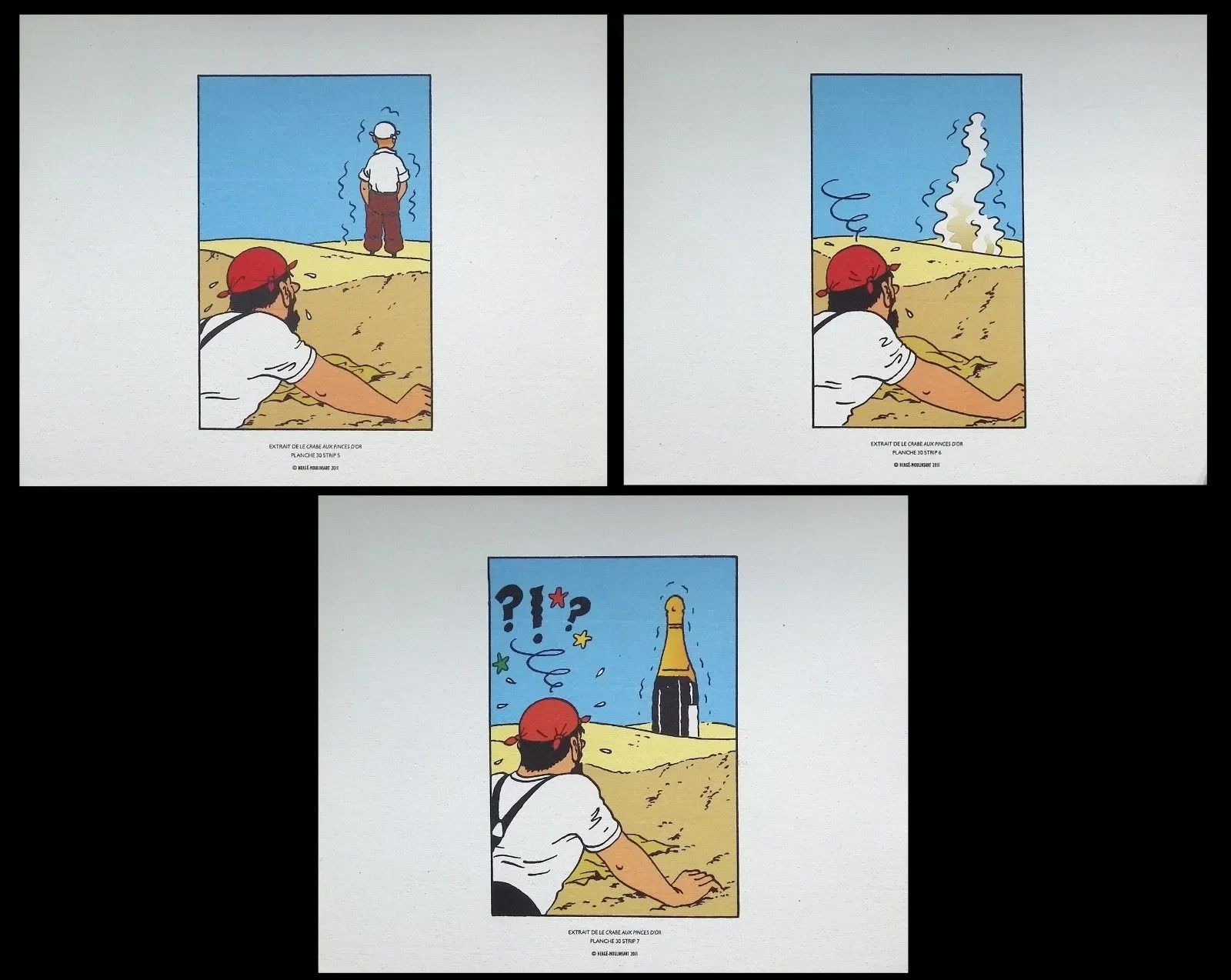 HERGÉ : 3 Lithographies EX LIBRIS - Le crabe aux Pinces d'Or -  2011