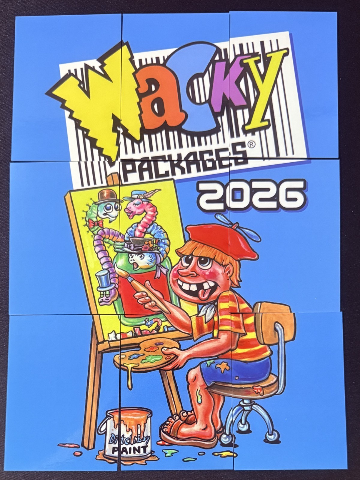 2026 Topps Wacky Packages tutta nuova serie checklist puzzle set completo (9 carte)