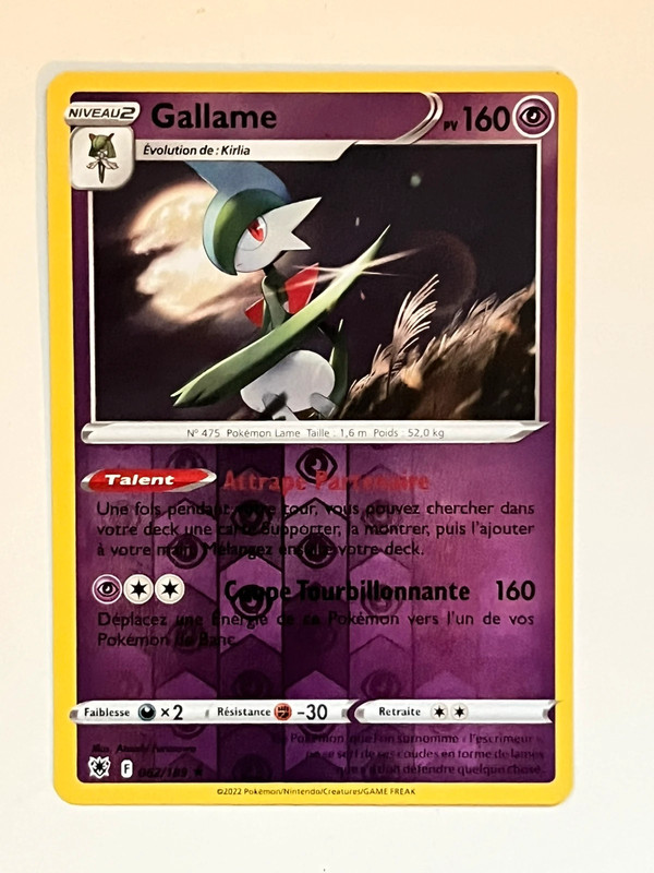 Carte Pokémon Gallame 160pv 062/189 reverse