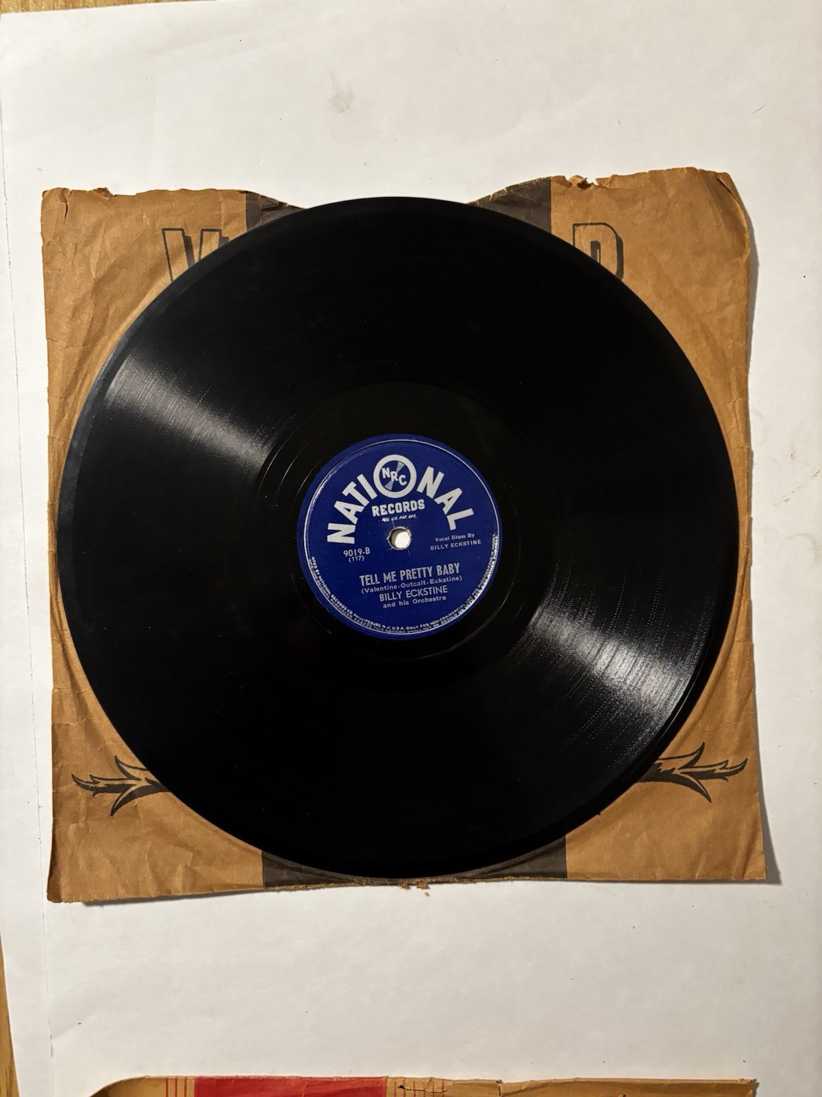 Billy Eckstine 78 RPM National 9019 You Call It Madness Tell Me Pretty Baby Jazz