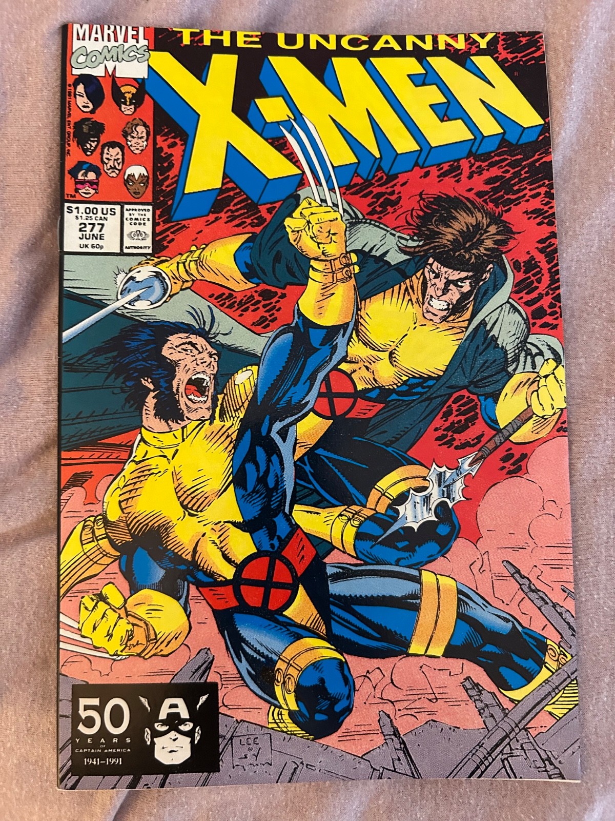 Uncanny X-Men #277 Edicola (1991) Copertina Wolverine vs Gambit Jim Lee Marvel