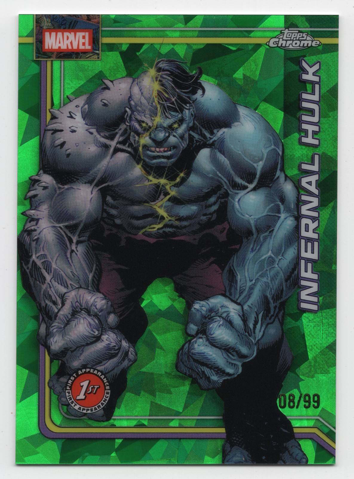 2026 Topps Chrome Marvel Sapphire Edition Infernal Hulk #054 rifrattore verde /99