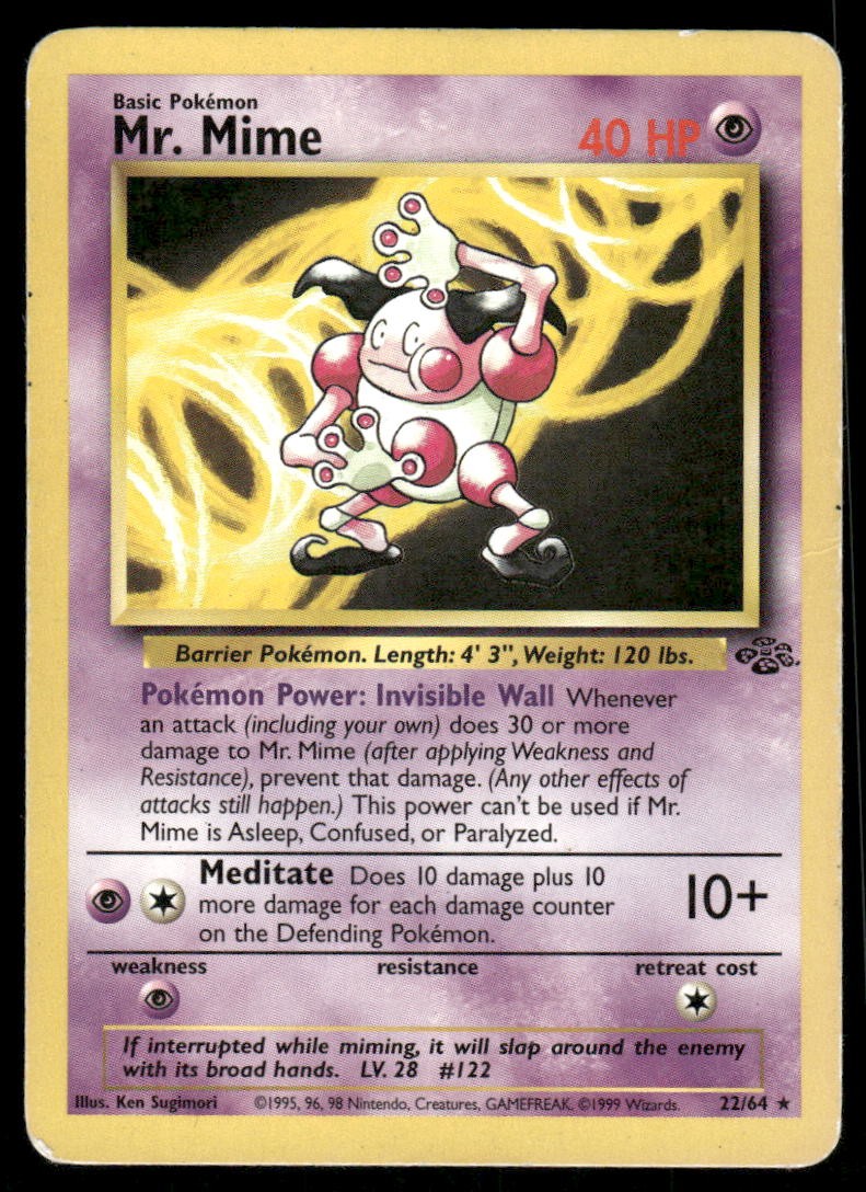 Pokemon Cards Mr. Mime 22/64 Unlimited Jungle Rare HP