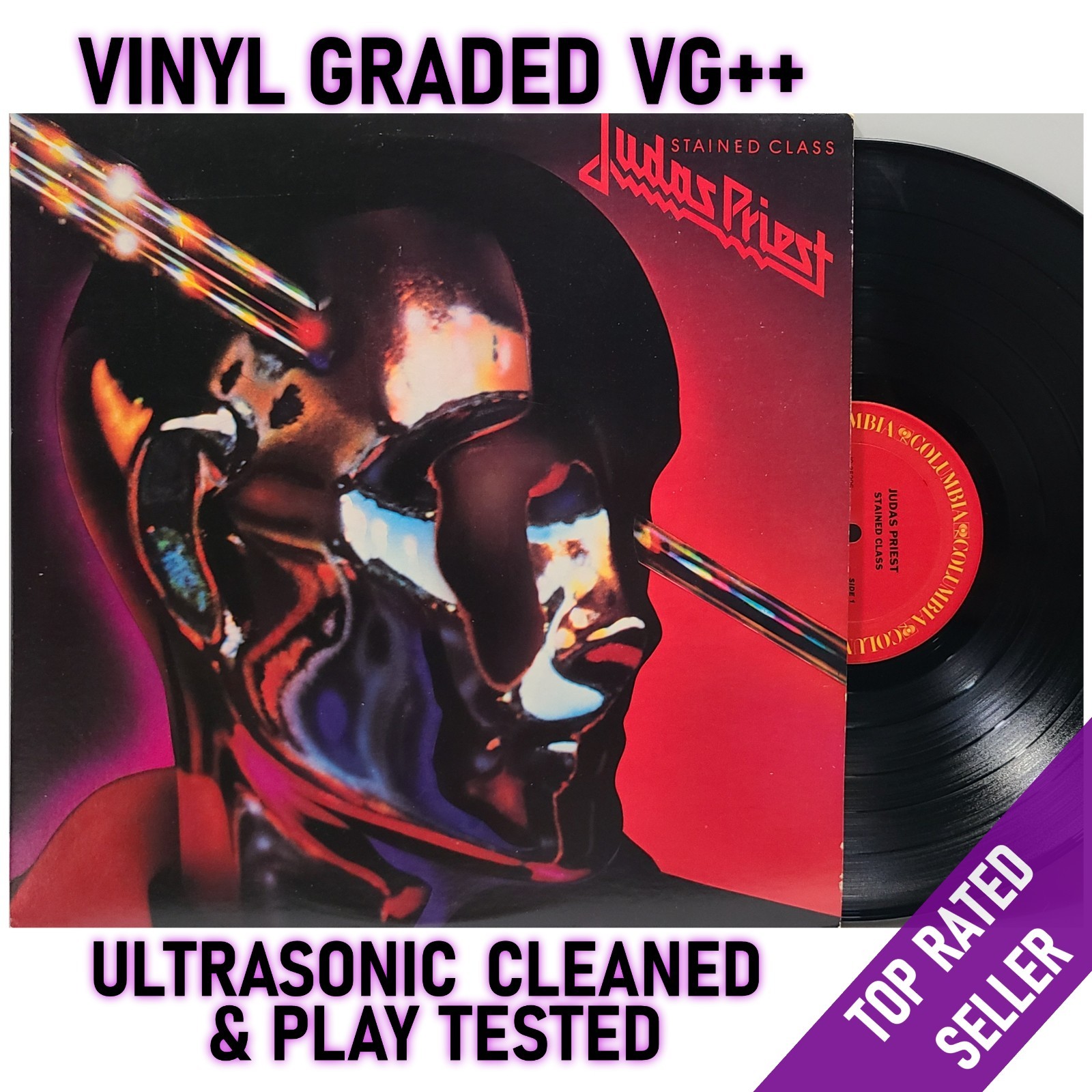 Judas Priest Stained Class LP Columbia 1978 VG++ Vinyl Terre Haute press