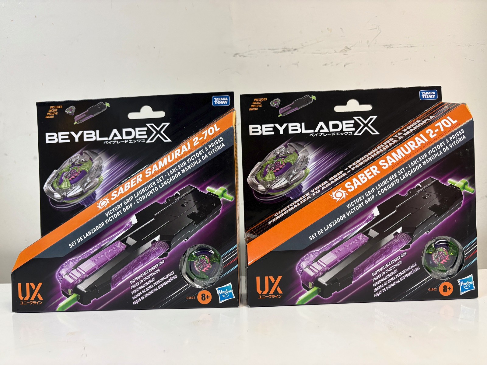Beyblade X Saber Samurai 2-70L Victory Grip Launcher  x TWO(2) MISB Hasbro G1862