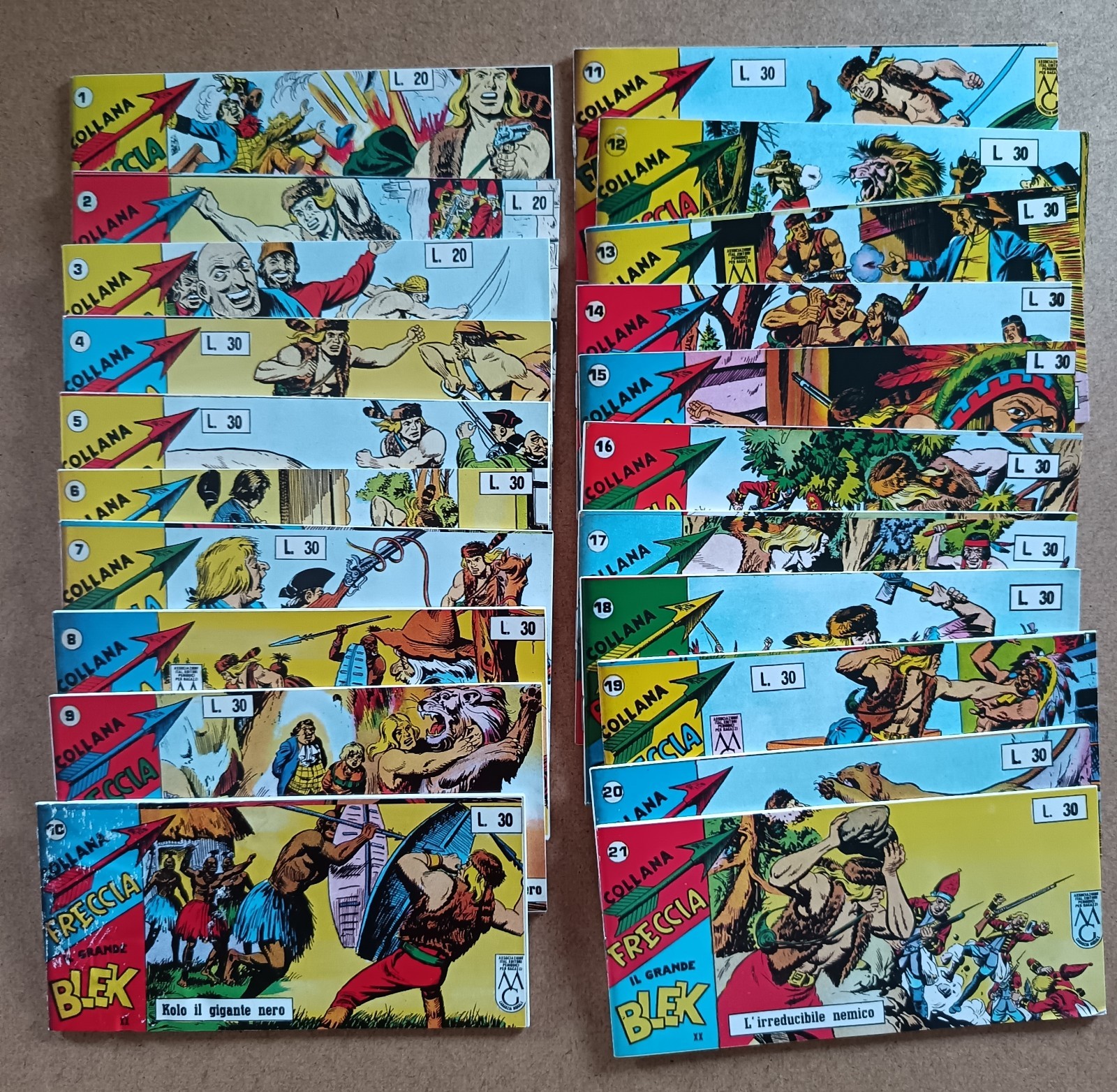 STRISCE IL GRANDE BLEK DARDO SERIE 20^ NUMERI 1 / 21 RISTAMPA ANASTATICA
