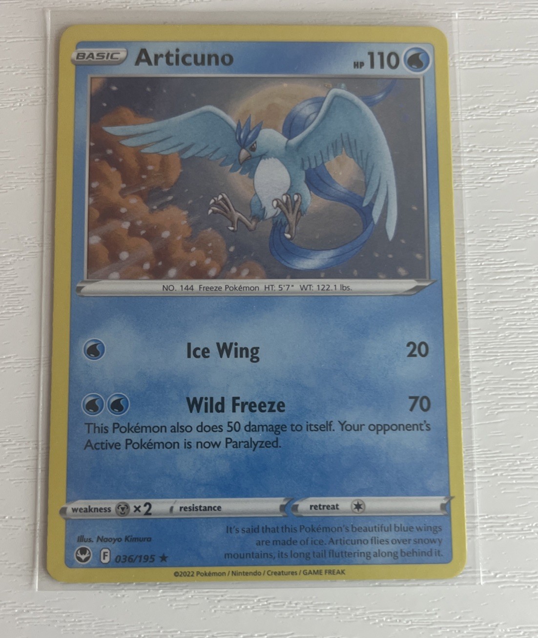 Carta Pokemon rara Articuno 36/195 Silver Tempest Holo