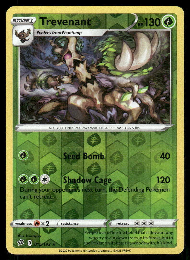 POKEMON TREVENANT REBEL CLASH 015/192 REVERSE HOLO R LP
