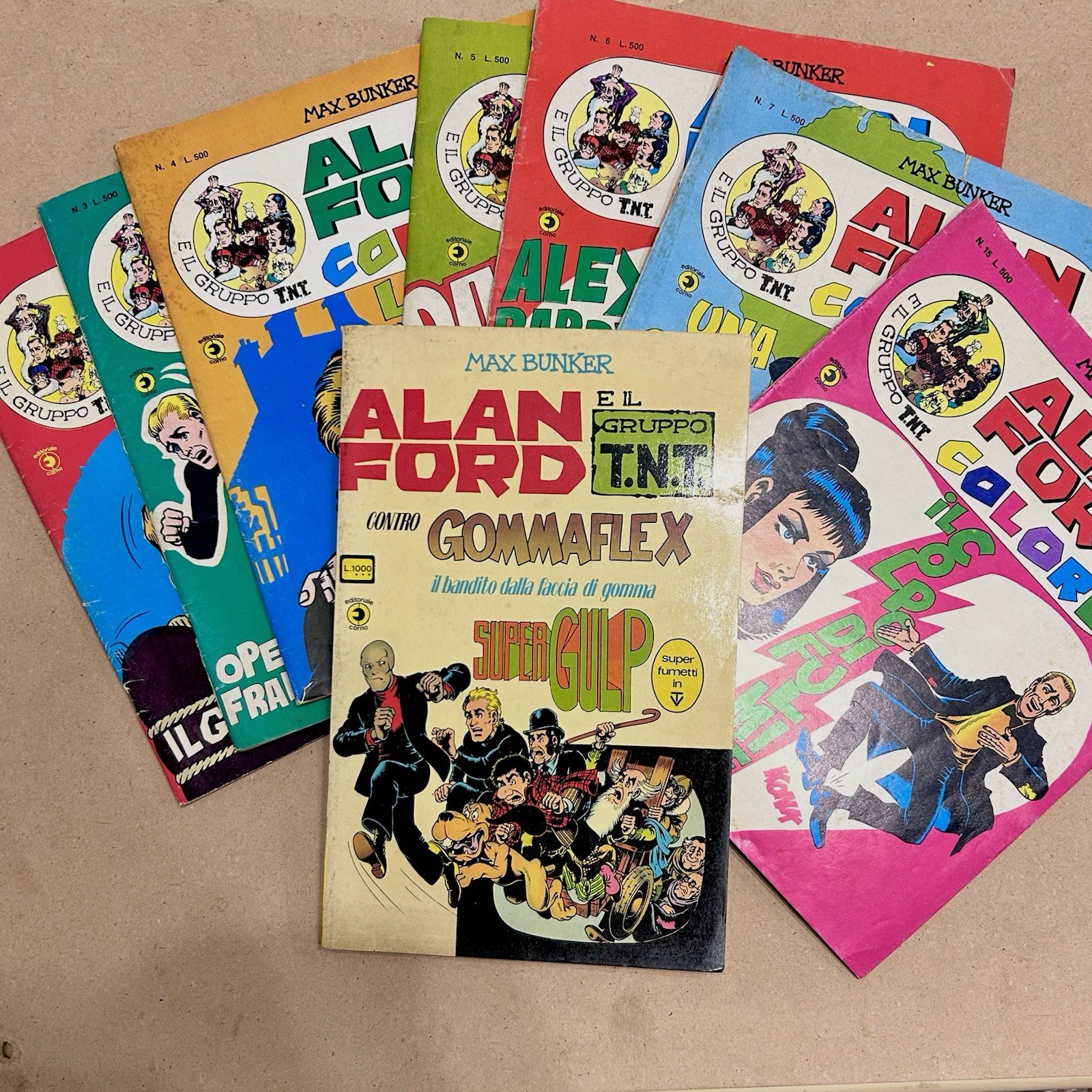 ALAN FORD COLORE CORNO – NN. 1-7 + 15 – SPECIALE GOMMAFLEX – LOTTO 9 ALBI