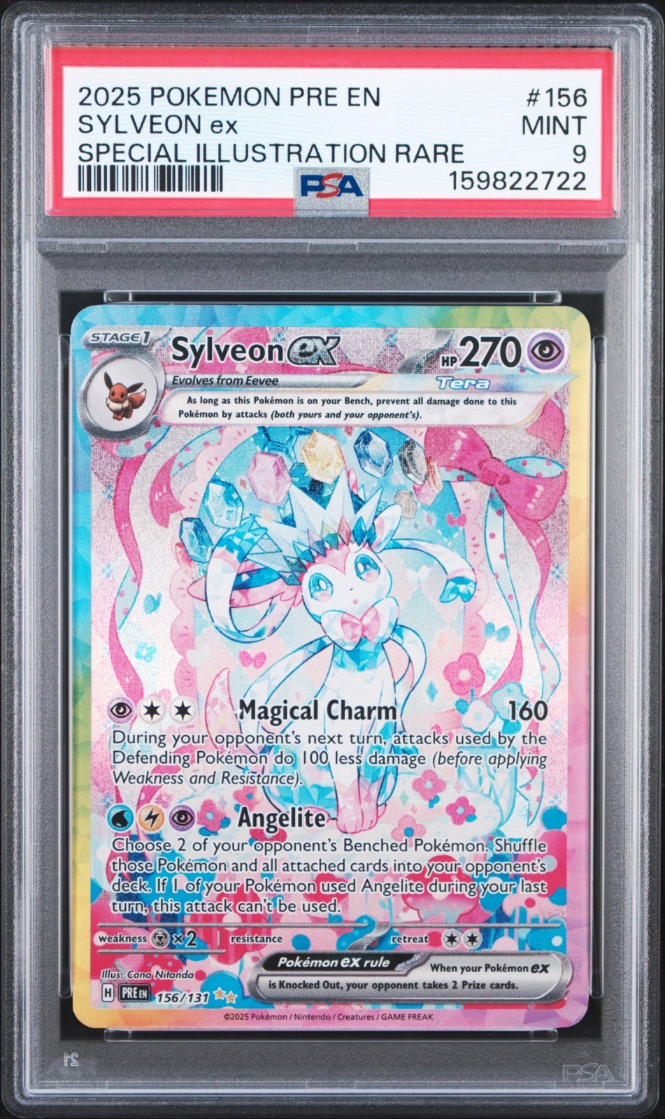 SYLVEON EX PSA 9 2025 POKEMON EVOLUZIONI PRISMATICHE #156/131 SIR RARO 5473