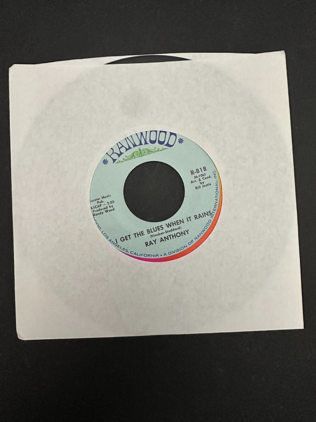 Ray Anthony - SPANISH HARLEM/I GET THE BLUES Ranwood (R-818) Vinyl 45 VG+/EX