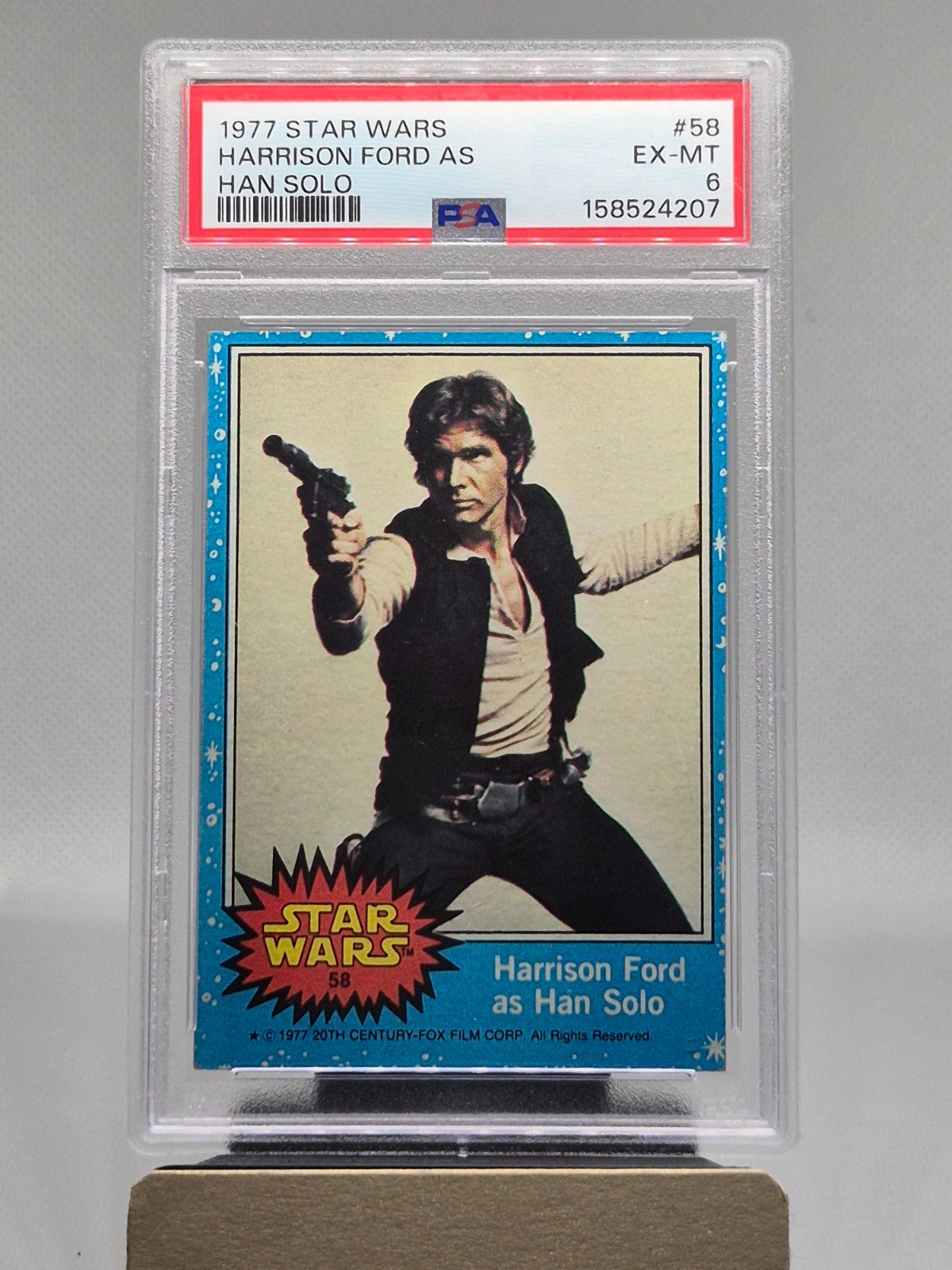 1977 Star Wars Harrison Ford as Han Solo #58 PSA 6 EX-MT Topps Trading Card Blue