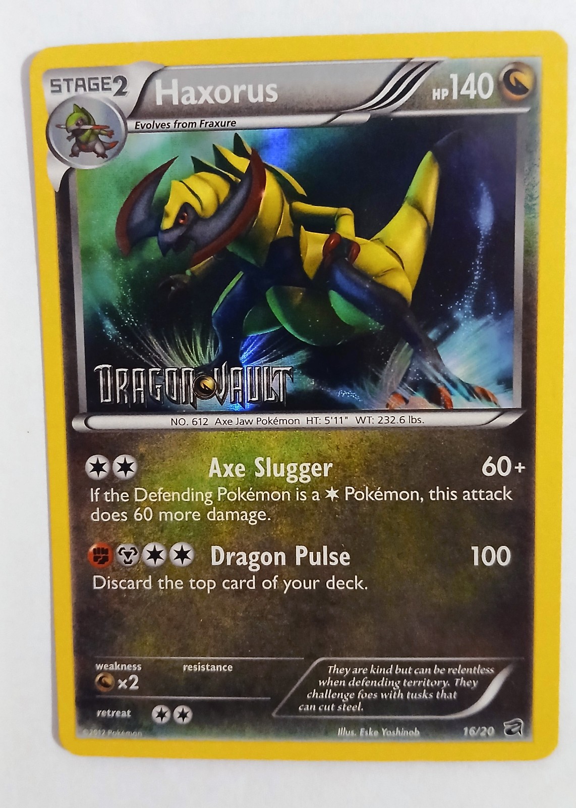 Haxorus 16/20 Pokemon Dragon Vault 2012 Holo raro timbrato - leggermente giocato