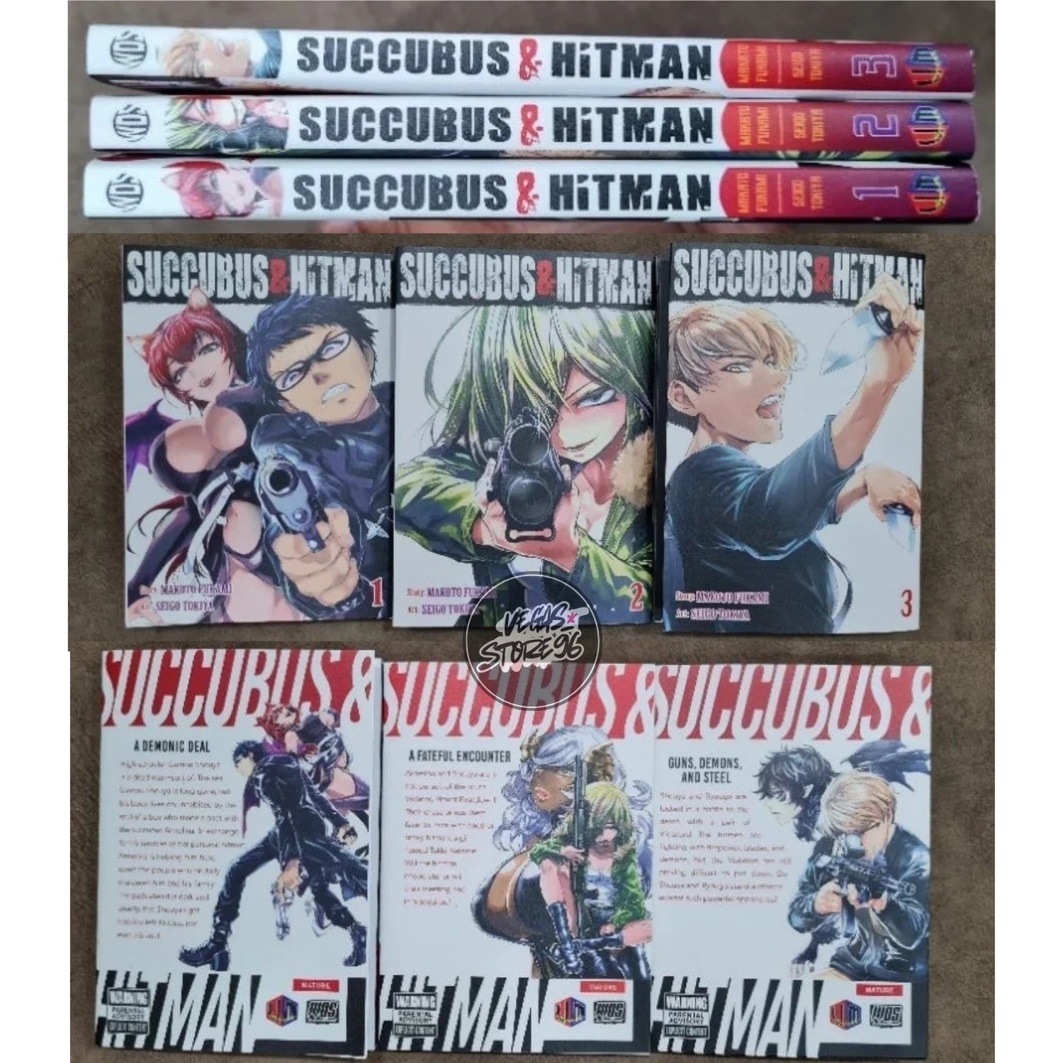 Succubus & Hitman Manga Vol 1-3 Versione Inglese Fumetto Nuovo di Makoto Fukami