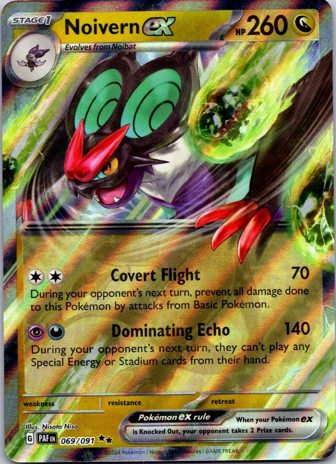 Noivern ex 069/091 Doppio Raro Destino Paldeo Pokemon Holo Near Mint