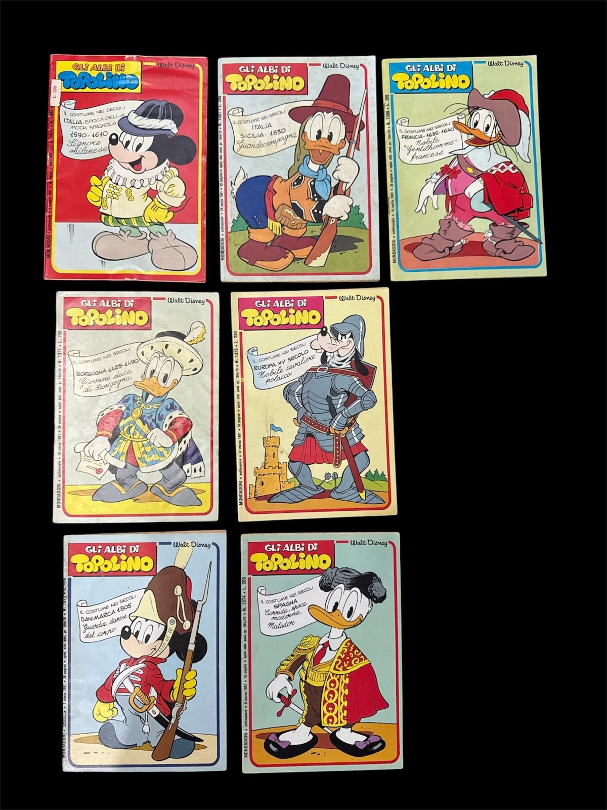 Lotto di 7 ALBI di TOPOLINO N. 1374-1375-1376-1377-1380-1381-1382  Walt Disney