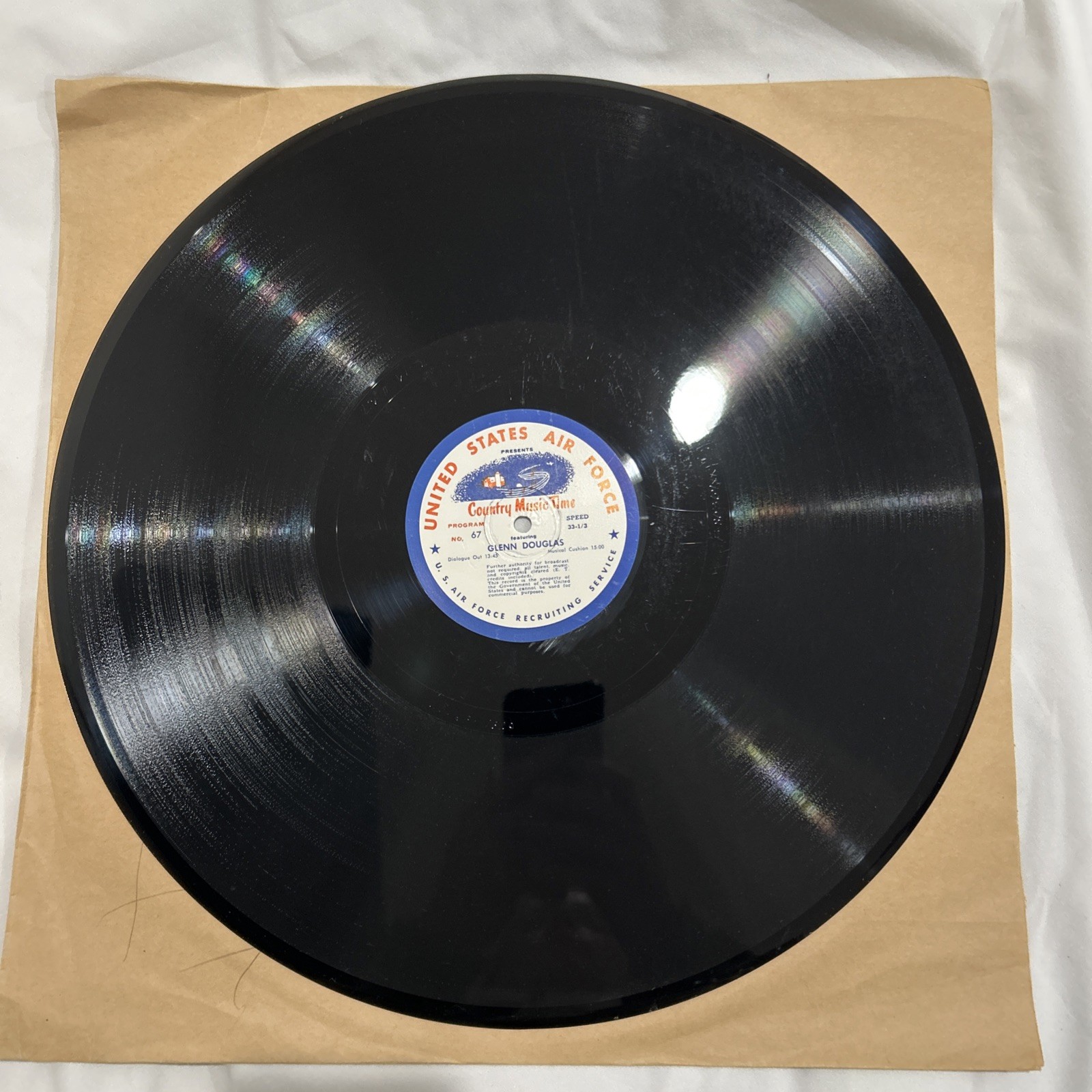 Vintage US Air Force Country Music Time, pgm 67 & 68, 16" LP, Recruiting Service