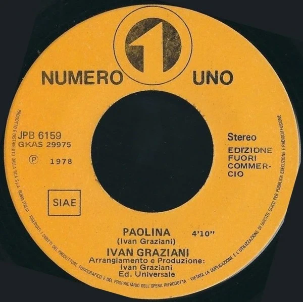Ivan Graziani  Paolina    7" vinile Juke Box