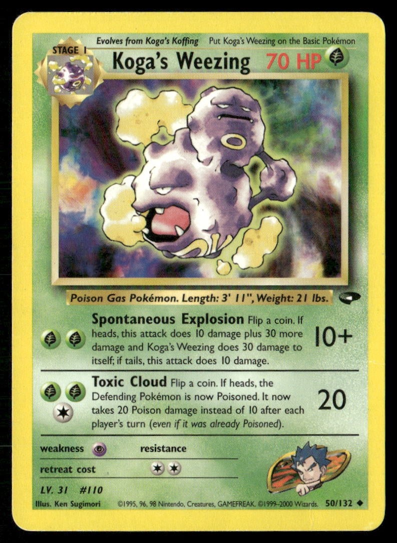 Koga's Weezing 50/132 Sfida Palestra Non Comune Pokemon Illimitato Molto Giocato