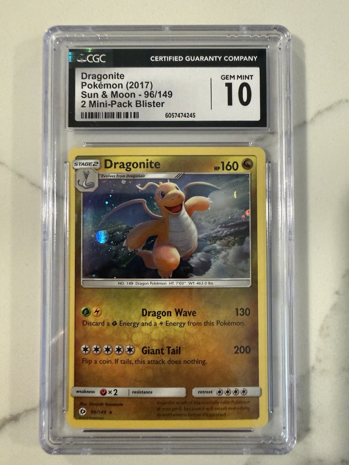 Pokémon 2017 Sole e Luna SM Base Dragonite 96/149 Holo Raro CGC 10