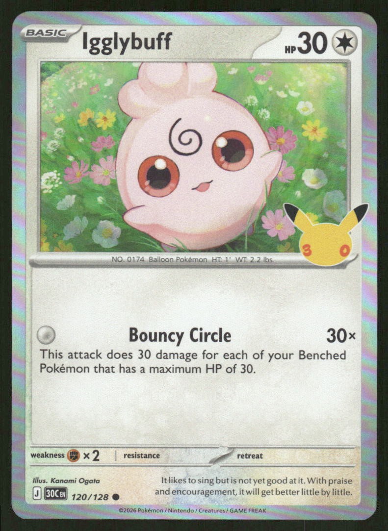 Igglybuff 120/128 ME: 30° Celebrazione Pokemon Holo Near Mint #3