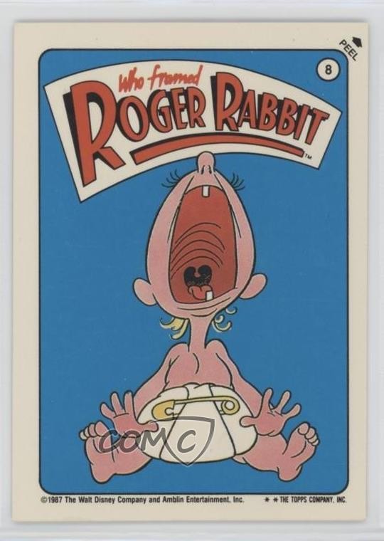 Adesivi Topps Who 1987 incorniciato Roger Rabbit Baby Herman #8 0bn8