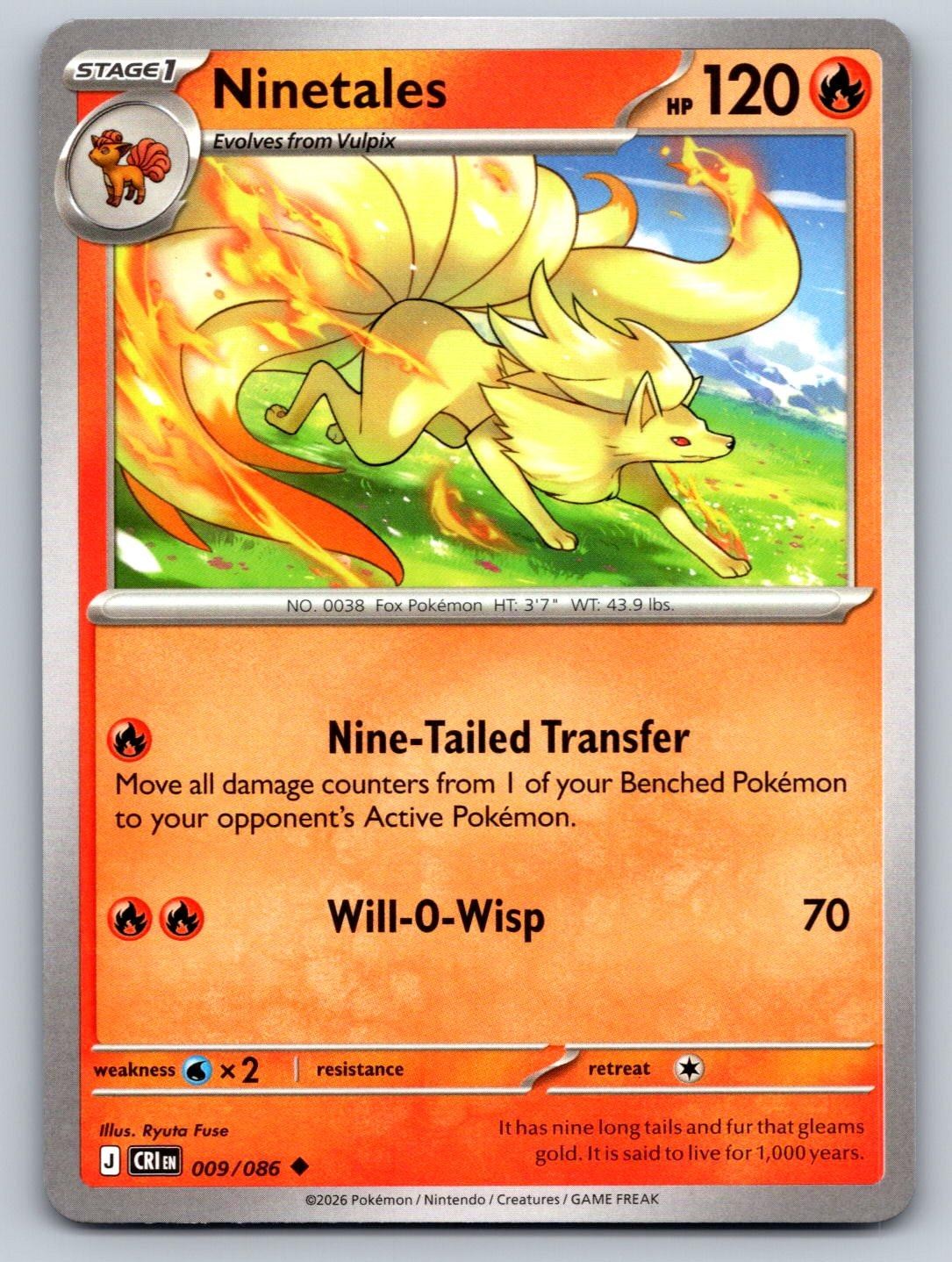 Ninetales 009/086 Pokemon non comune Chaos Rising quasi nuovo